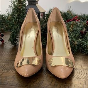 BCBGeneration Nude Pumps with Gold Plate Accent
